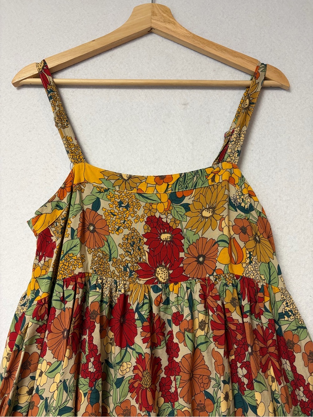 Natural Life Patti Dress Gold Vintage Floral Rayon Babydoll Boho Sundress Size S - Picture 6 of 13